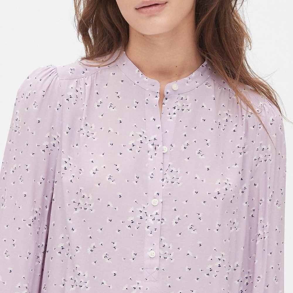 Gap shirt Popover Crepe Blouse in Purple Floral